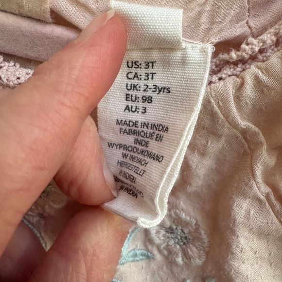 Artisan NY 3T Girls Pink Embellished Pleated Floral Formal Short Sleeve Blouse - Picture 5 of 9